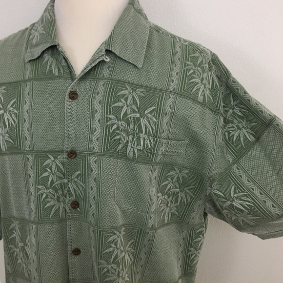 Green Silk Hawaiian Shirt - Picture 1 of 8